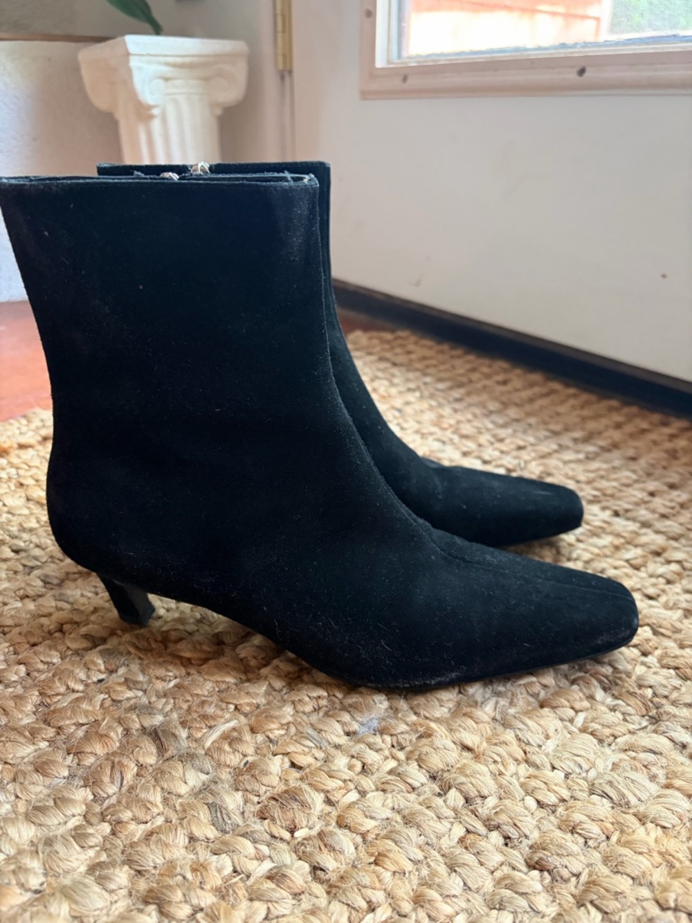 Tony Bianco Black Suede square toe Ankle Boots